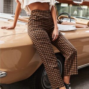 12th Tribe Women's Checkered Pants - Black and Brown